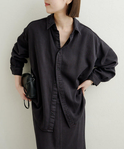 【可搭配套裝穿著◎】刺繡天絲柔軟寬鬆襯衫