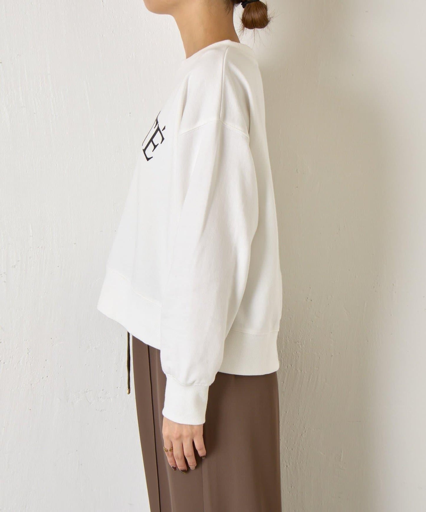 迷你毛圈植絨字母印花長袖T恤