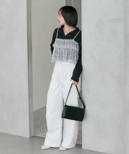 花卉網紗吊帶上衣