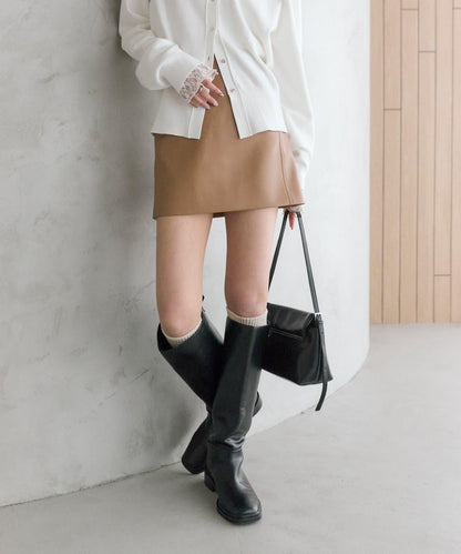 【推薦成套穿著◎】仿皮迷你裙