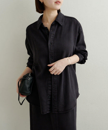 【可搭配套裝穿著◎】刺繡天絲柔軟寬鬆襯衫