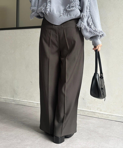 微妙色調腰帶褶皺西裝褲