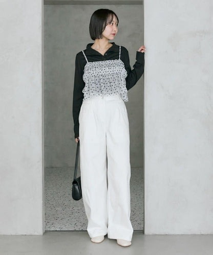 花卉網紗吊帶上衣