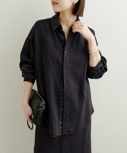 【可搭配套裝穿著◎】刺繡天絲柔軟寬鬆襯衫