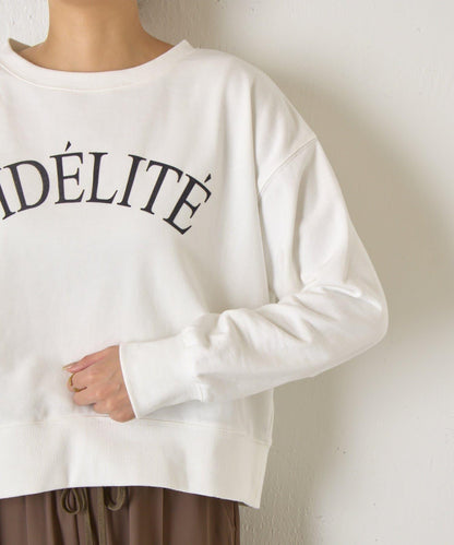 迷你毛圈植絨字母印花長袖T恤