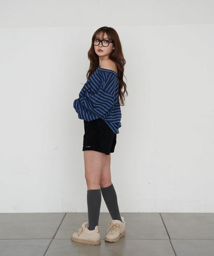 燈芯絨微型短褲