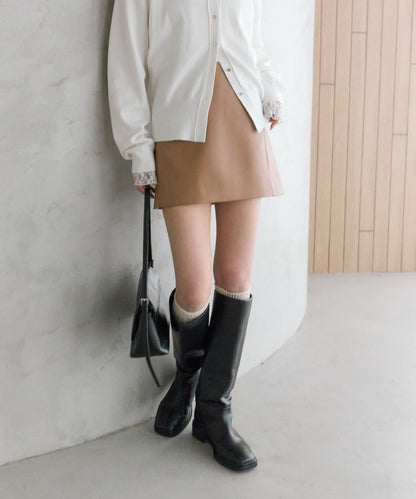 【推薦成套穿著◎】仿皮迷你裙