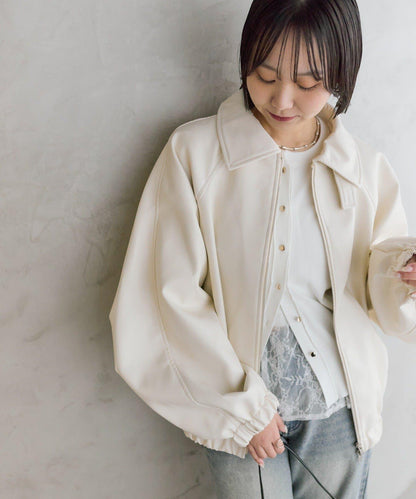 【推薦成套穿著◎】泡泡袖仿皮夾克