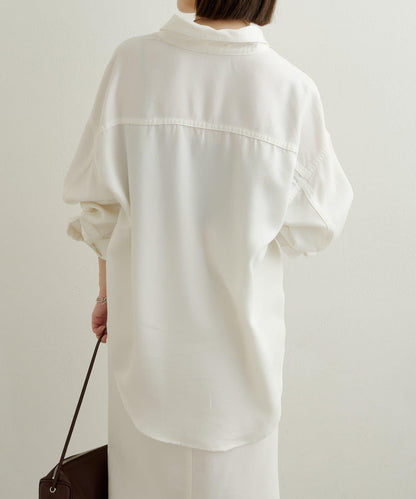 【可搭配套裝穿著◎】刺繡天絲柔軟寬鬆襯衫