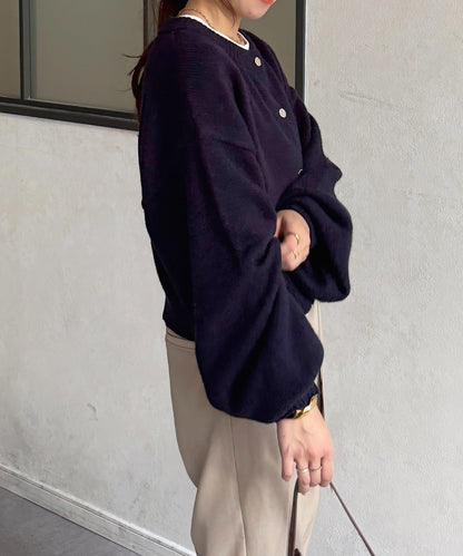 微妙色調紐扣短款開衫