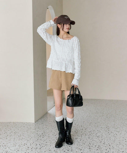 褶皺荷葉邊上衣