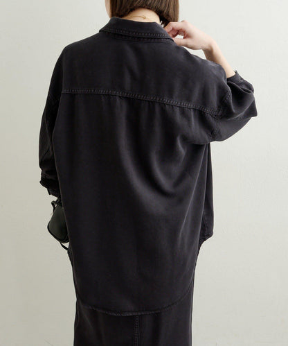 【可搭配套裝穿著◎】刺繡天絲柔軟寬鬆襯衫