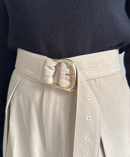 微妙色調腰帶褶皺西裝褲