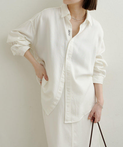 【可搭配套裝穿著◎】刺繡天絲柔軟寬鬆襯衫