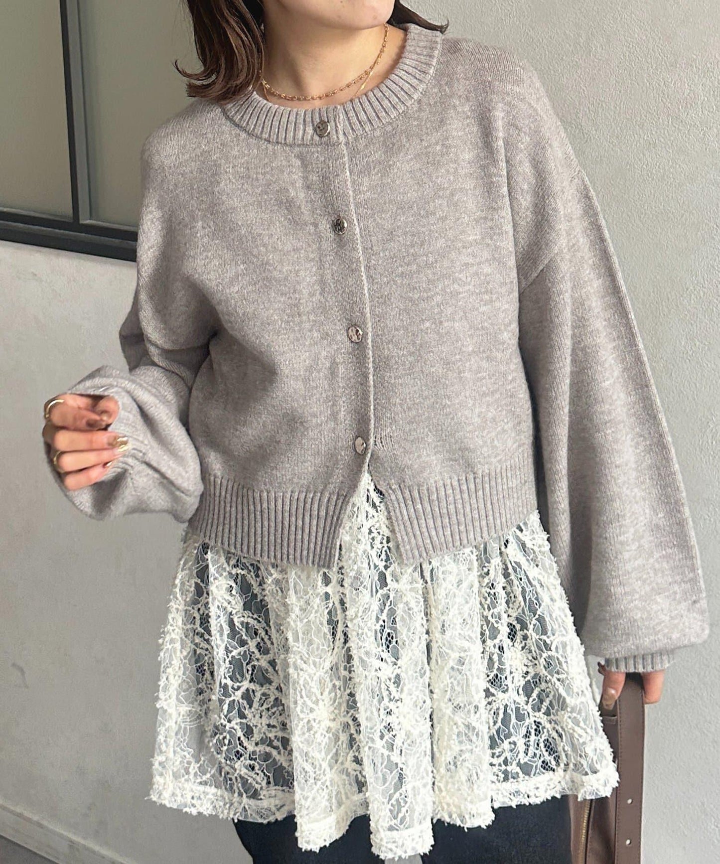 微妙色調紐扣短款開衫