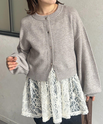 微妙色調紐扣短款開衫