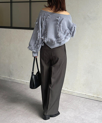 微妙色調腰帶褶皺西裝褲