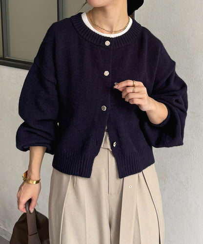 微妙色調紐扣短款開衫