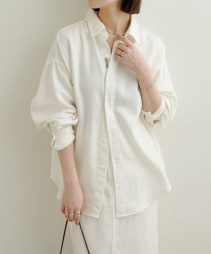 【可搭配套裝穿著◎】刺繡天絲柔軟寬鬆襯衫