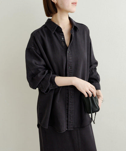 【可搭配套裝穿著◎】刺繡天絲柔軟寬鬆襯衫