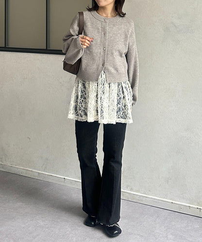 微妙色調紐扣短款開衫