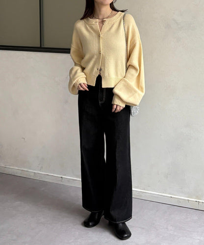 微妙色調紐扣短款開衫