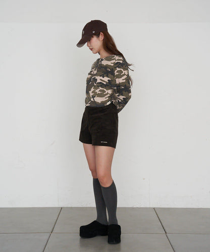 迷彩華夫格亨利領T恤