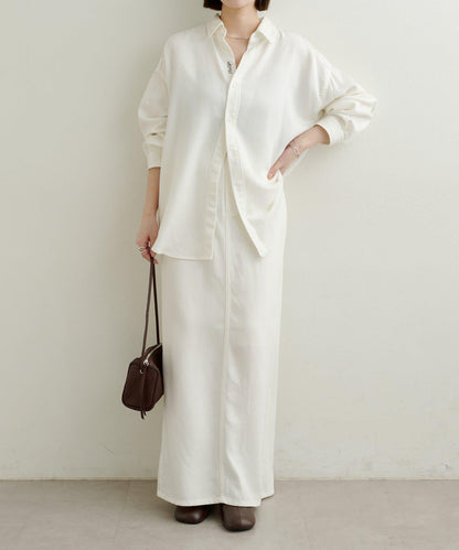 【可搭配套裝穿著◎】刺繡天絲柔軟寬鬆襯衫