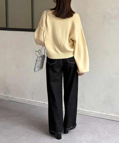 微妙色調紐扣短款開衫