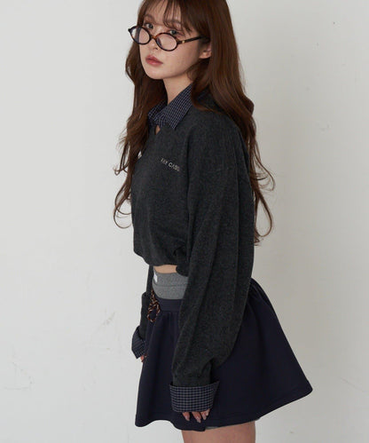 帶領V領刺繡針織衫