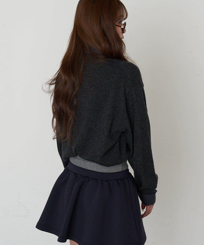 帶領V領刺繡針織衫