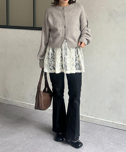 微妙色調紐扣短款開衫