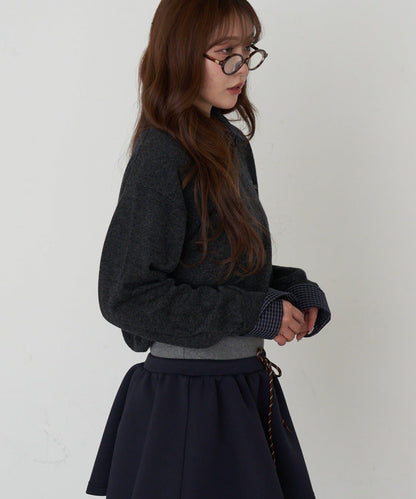 帶領V領刺繡針織衫