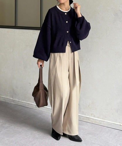 微妙色調紐扣短款開衫