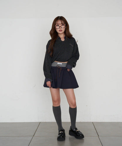 帶領V領刺繡針織衫