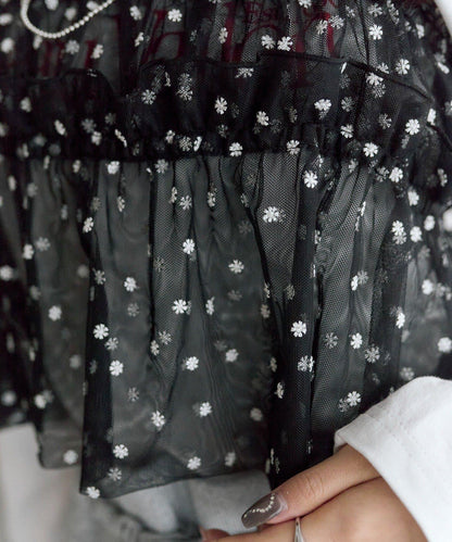 花卉網紗吊帶上衣