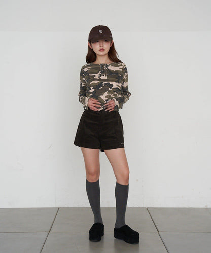 迷彩華夫格亨利領T恤