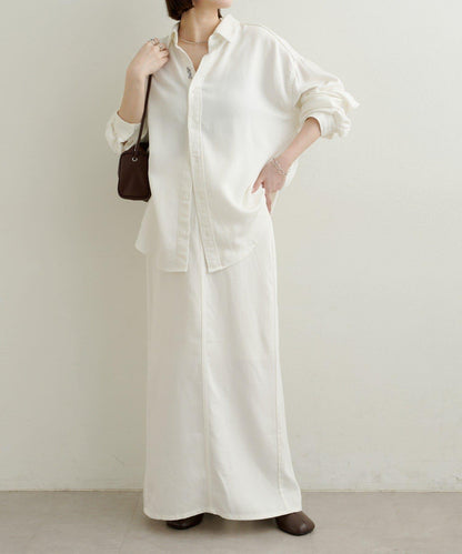 【可搭配套裝穿著◎】刺繡天絲柔軟寬鬆襯衫