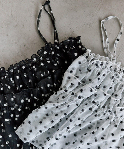 花卉網紗吊帶上衣