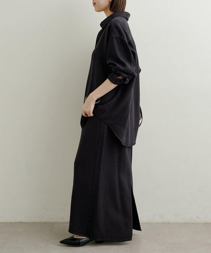 【可搭配套裝穿著◎】刺繡天絲柔軟寬鬆襯衫