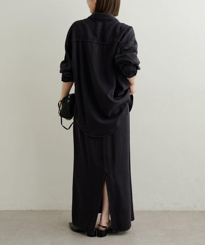 【可搭配套裝穿著◎】刺繡天絲柔軟寬鬆襯衫