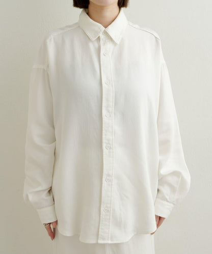 【可搭配套裝穿著◎】刺繡天絲柔軟寬鬆襯衫