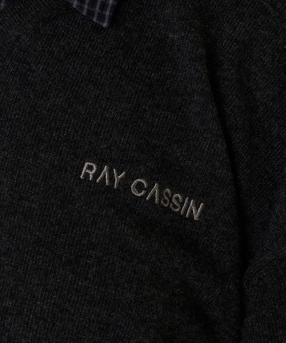 帶領V領刺繡針織衫