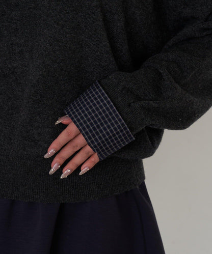 帶領V領刺繡針織衫