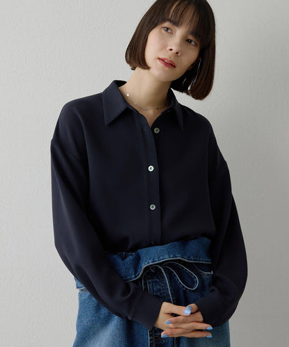 雙層斜紋V領套頭衫