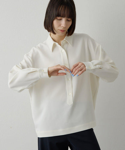 雙層斜紋V領套頭衫