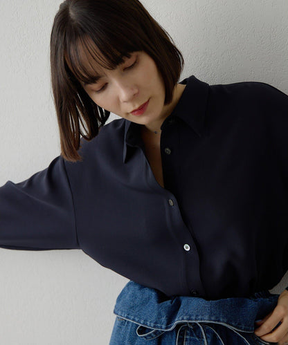 雙層斜紋V領套頭衫