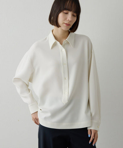 雙層斜紋V領套頭衫