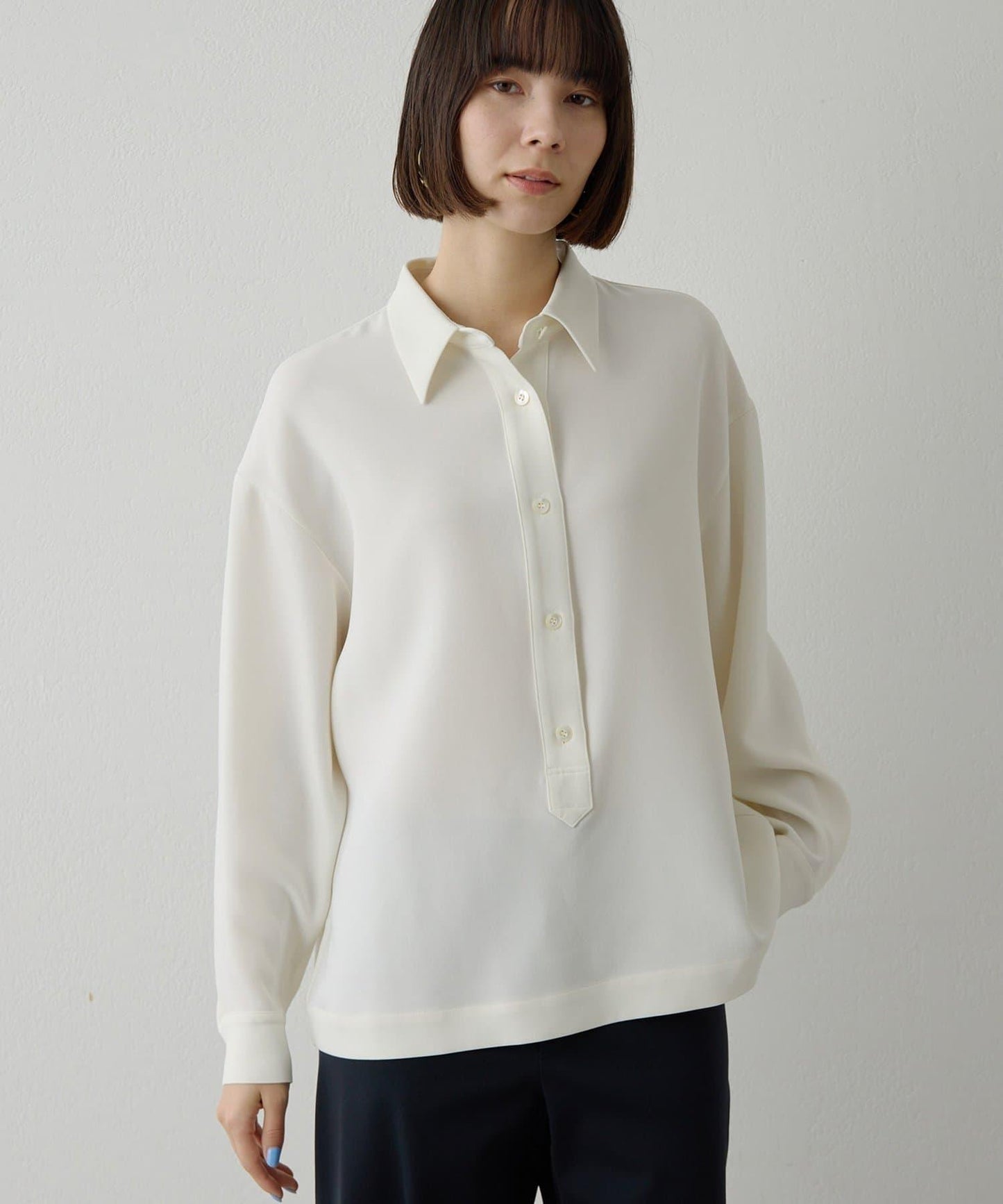 雙層斜紋V領套頭衫