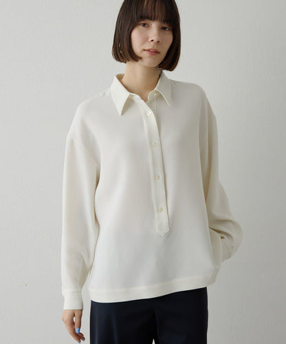 雙層斜紋V領套頭衫